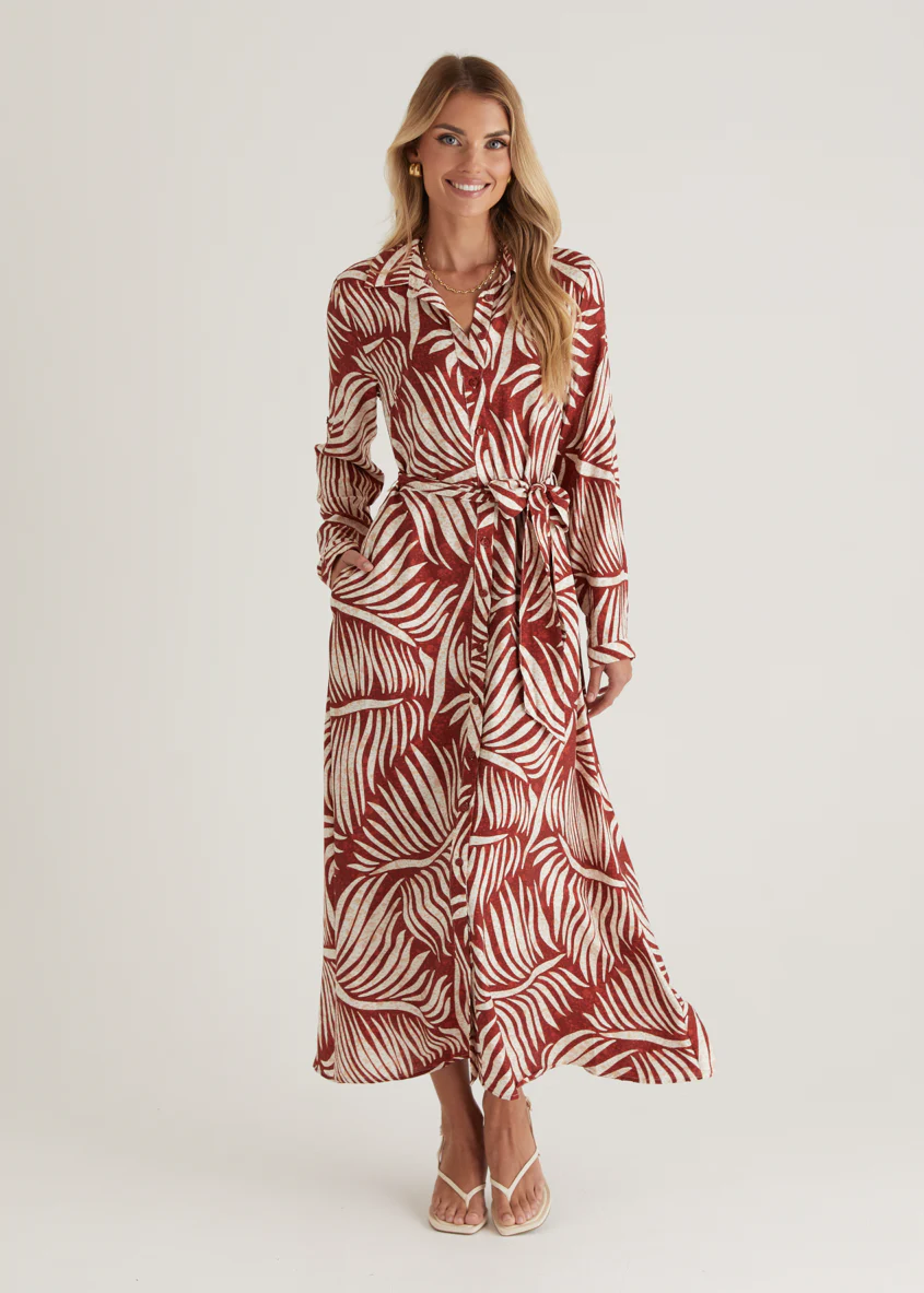 Luxe Midi Dress - Wine Fern - Honorern