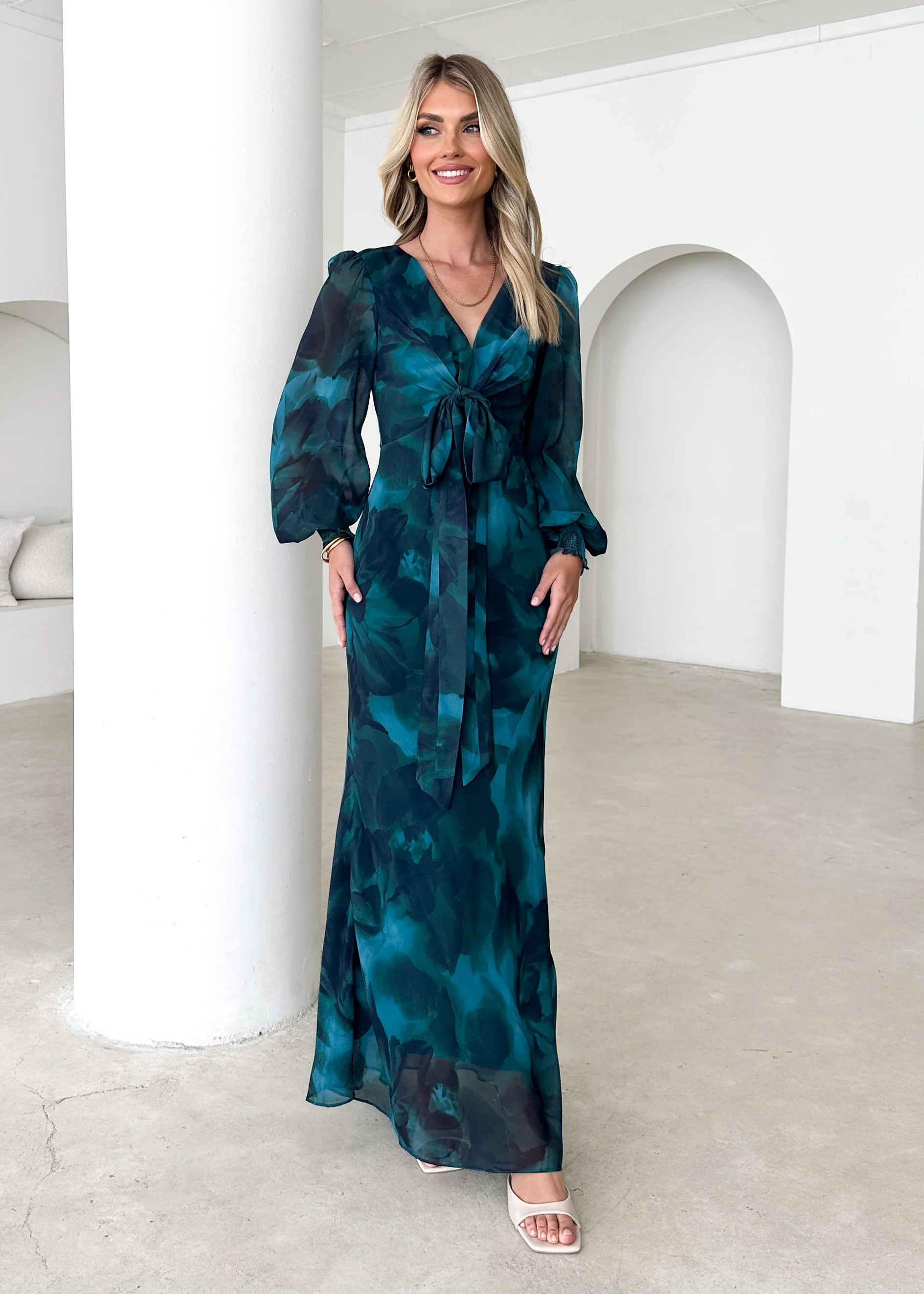 Camellia Midi Dress - Deep Lagoon - Honorern