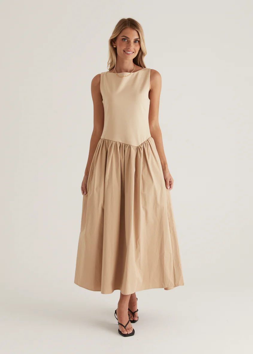 Annaleise Midi Dress - Beige - Honorern