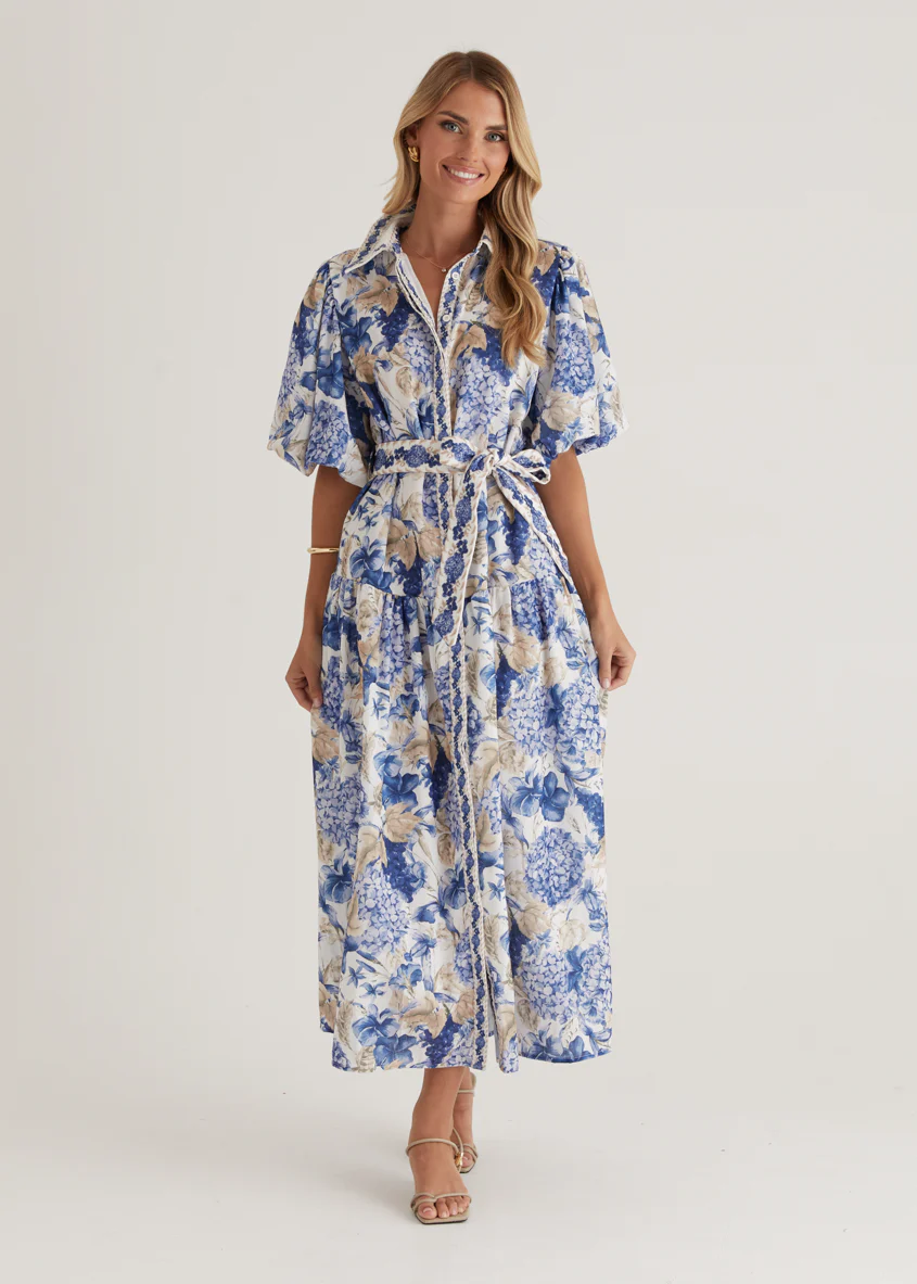 Ceres Midi Dress - White Hydrangea - Honorern