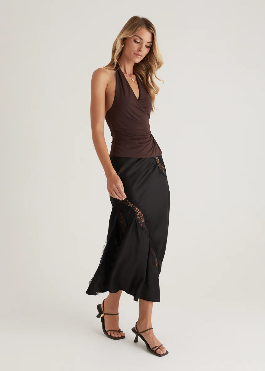 Selena Midi Skirt - Black - Honorern