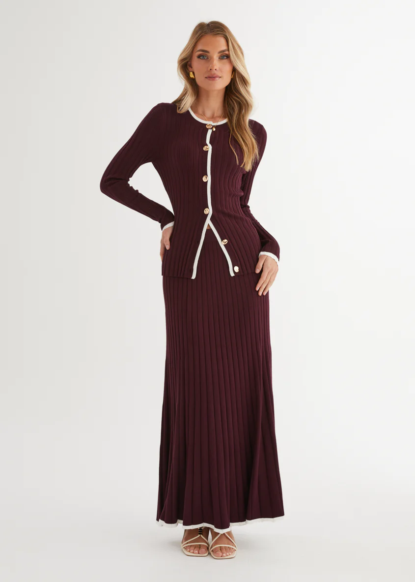 Coogee Knit Midi Skirt - Plum - Honorern