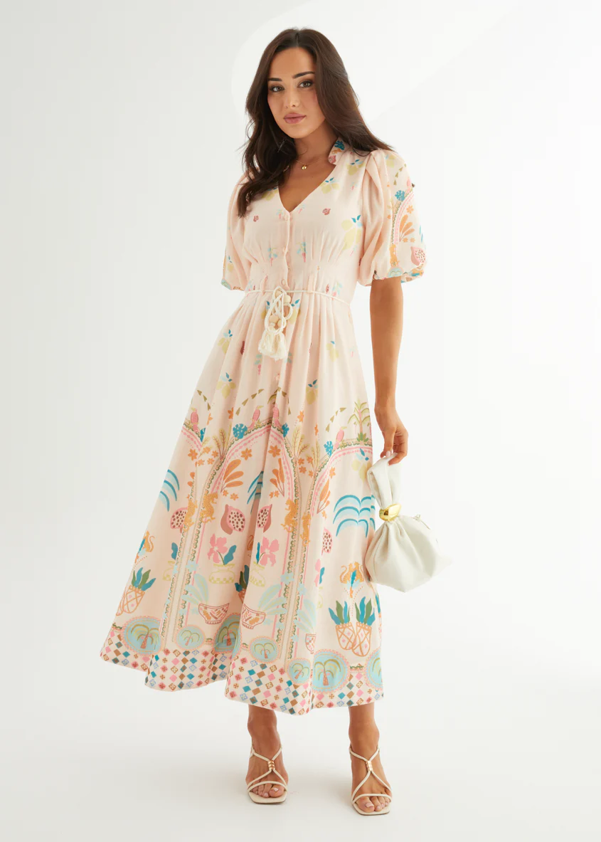 Alma Midi Dress - Acacia - Honorern