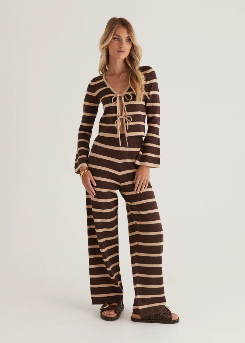 Rayla Knit Pants - Choc Stripe - Honorern