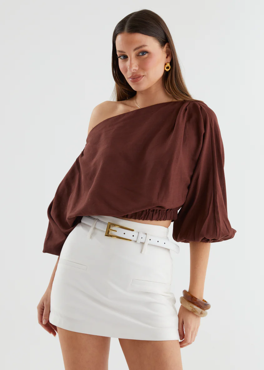 Marlowe Drop Shoulder Top - Chocolate - Honorern