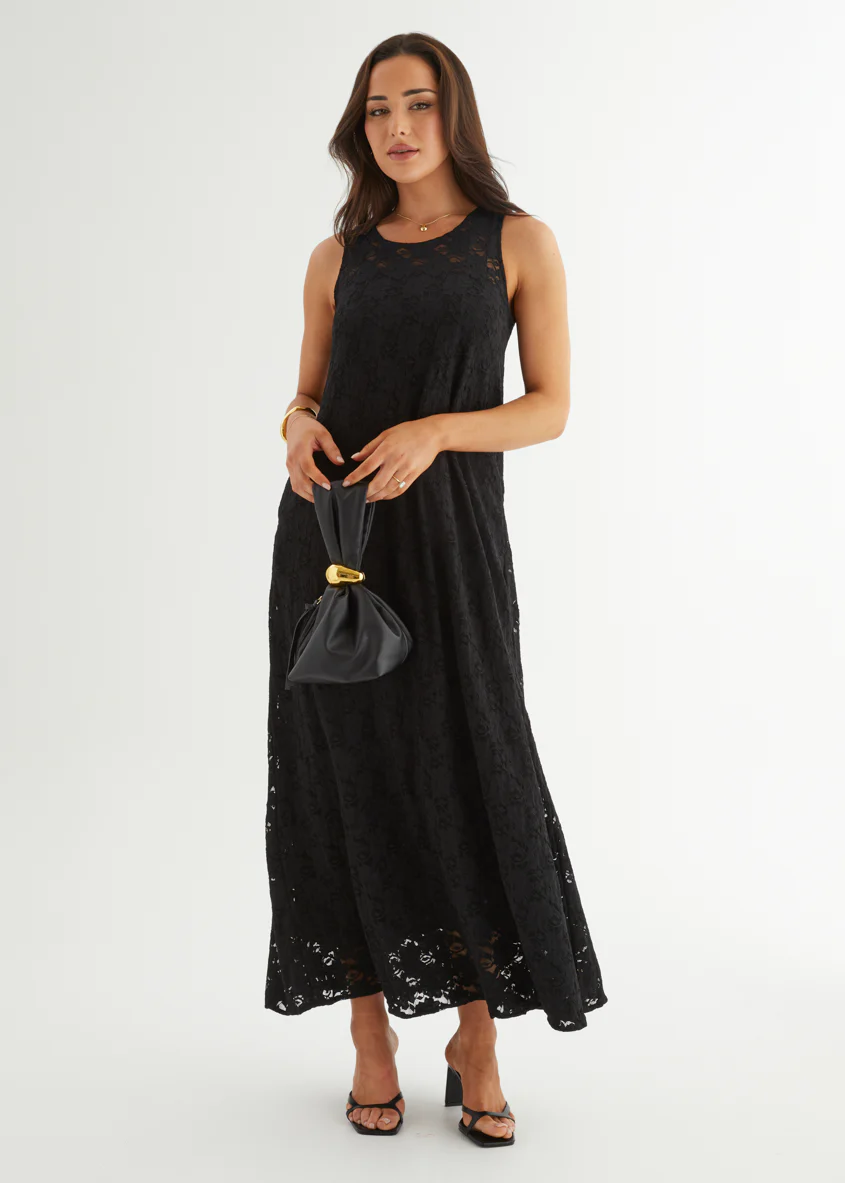 Aneika Lace Maxi Dress - Black - Honorern