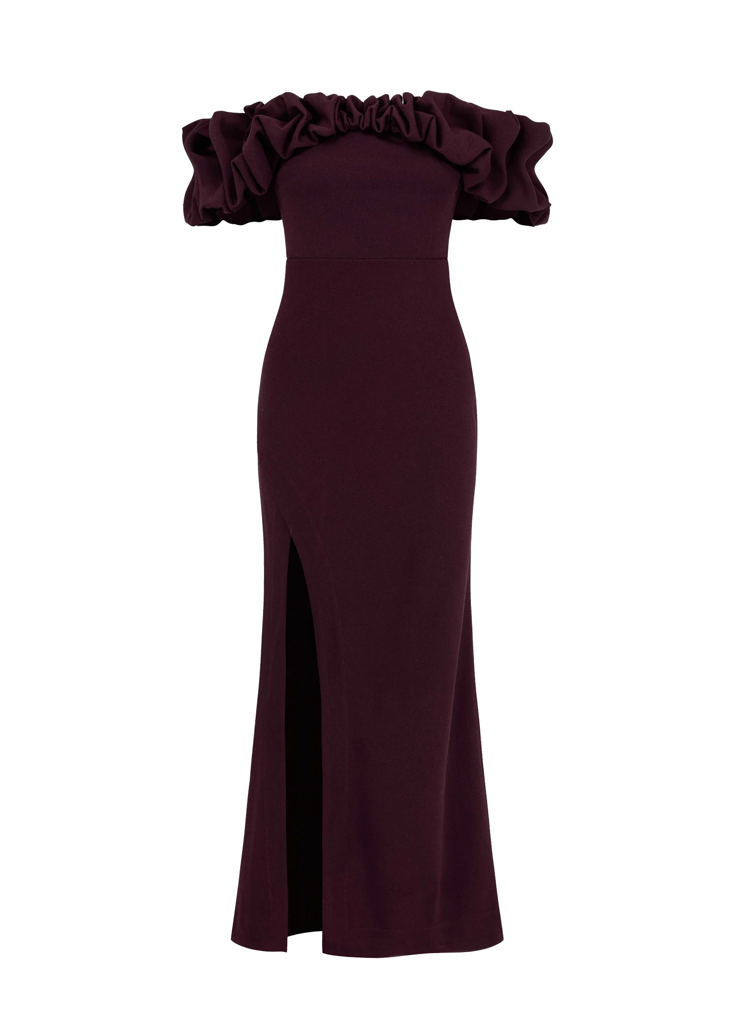 Rylee Off Shoulder Maxi Dress - Maroon - Honorern