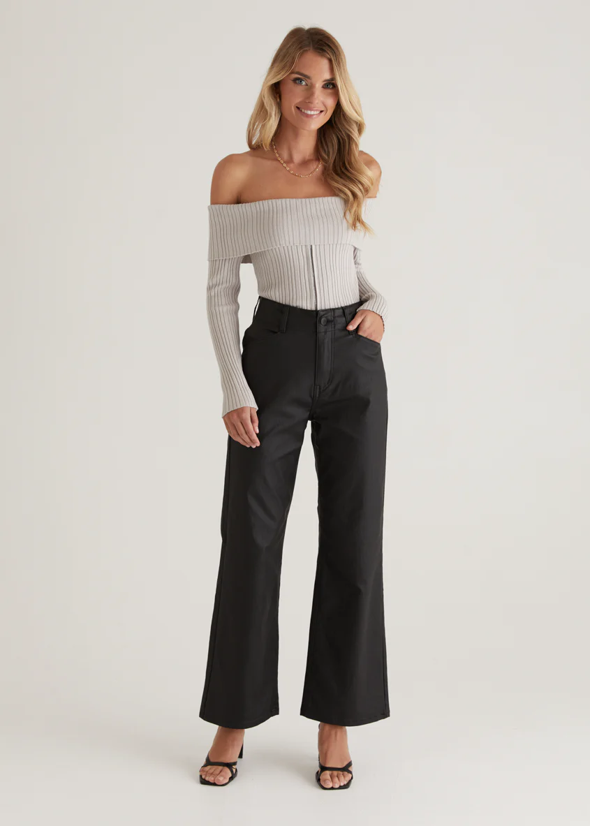 Nika Coated Pants - Black - Honorern