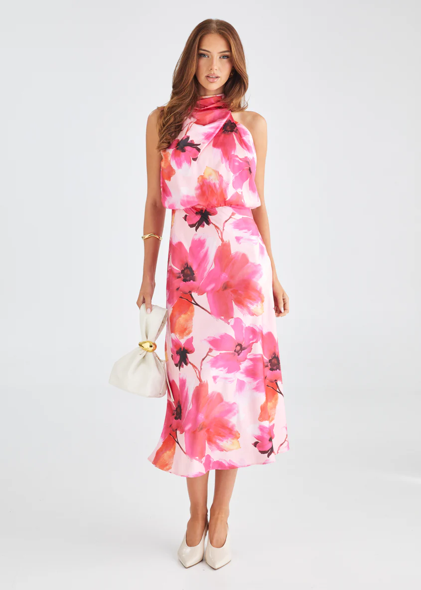 Joiss Maxi Dress - Raspberry Floral - Honorern