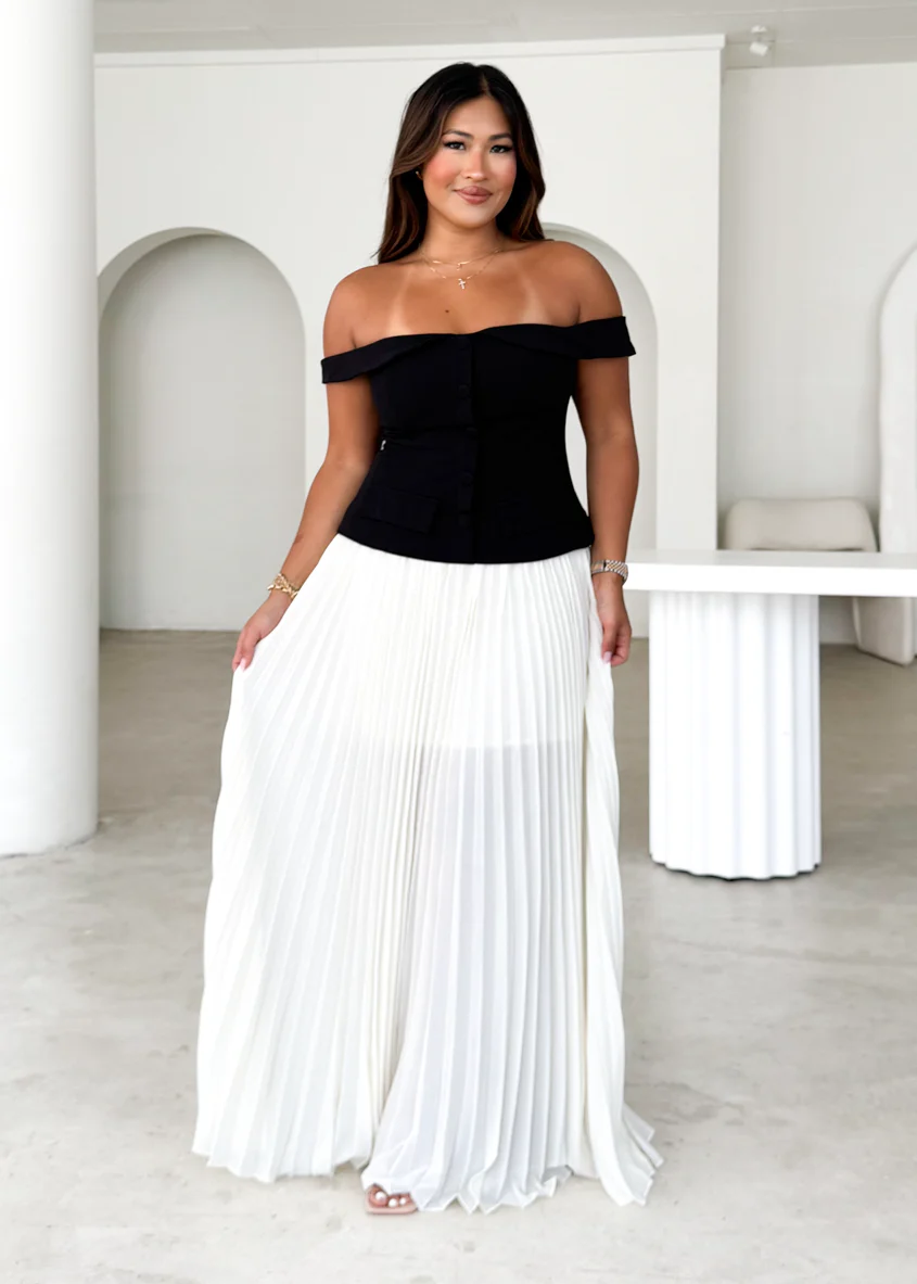 Sorelli Off Shoulder Midi Dress - Black Splice - Honorern