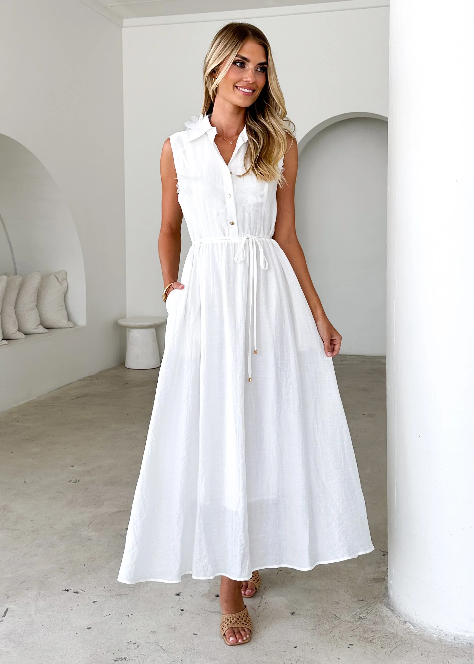 Jodi Maxi Dress - Off White - Honorern