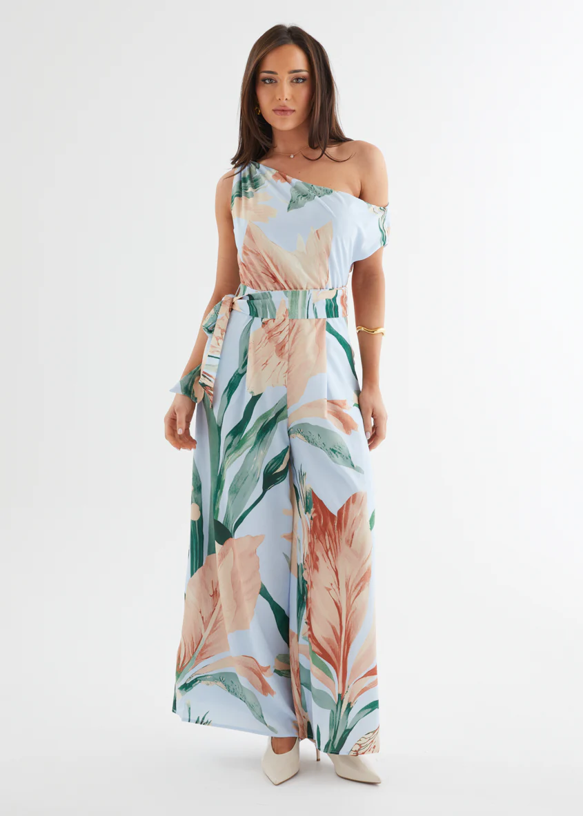 Ara Drop Shoulder Pantsuit - Blue Oasis - Honorern