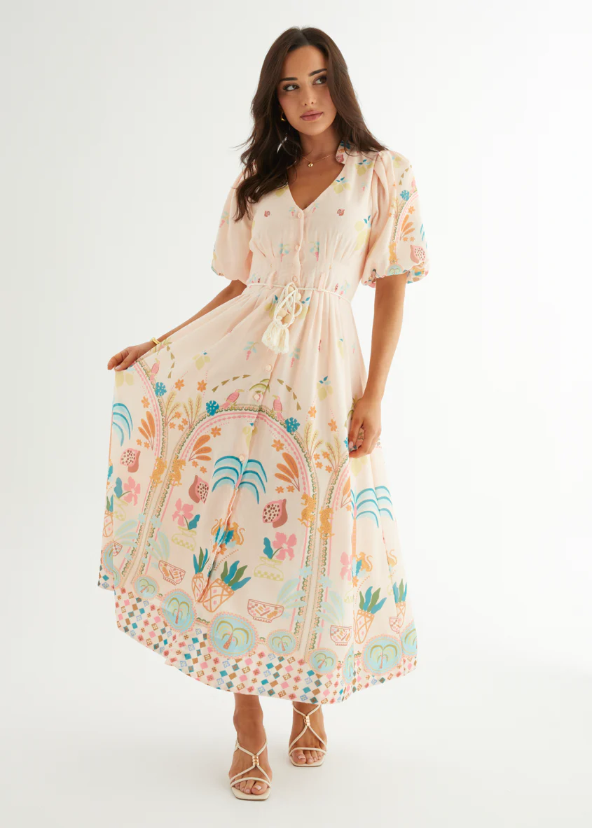 Alma Midi Dress - Acacia - Honorern