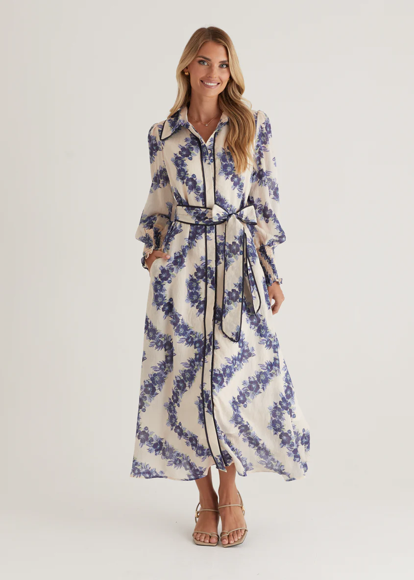 Rosemary Maxi Dress - Blue Floral - Honorern