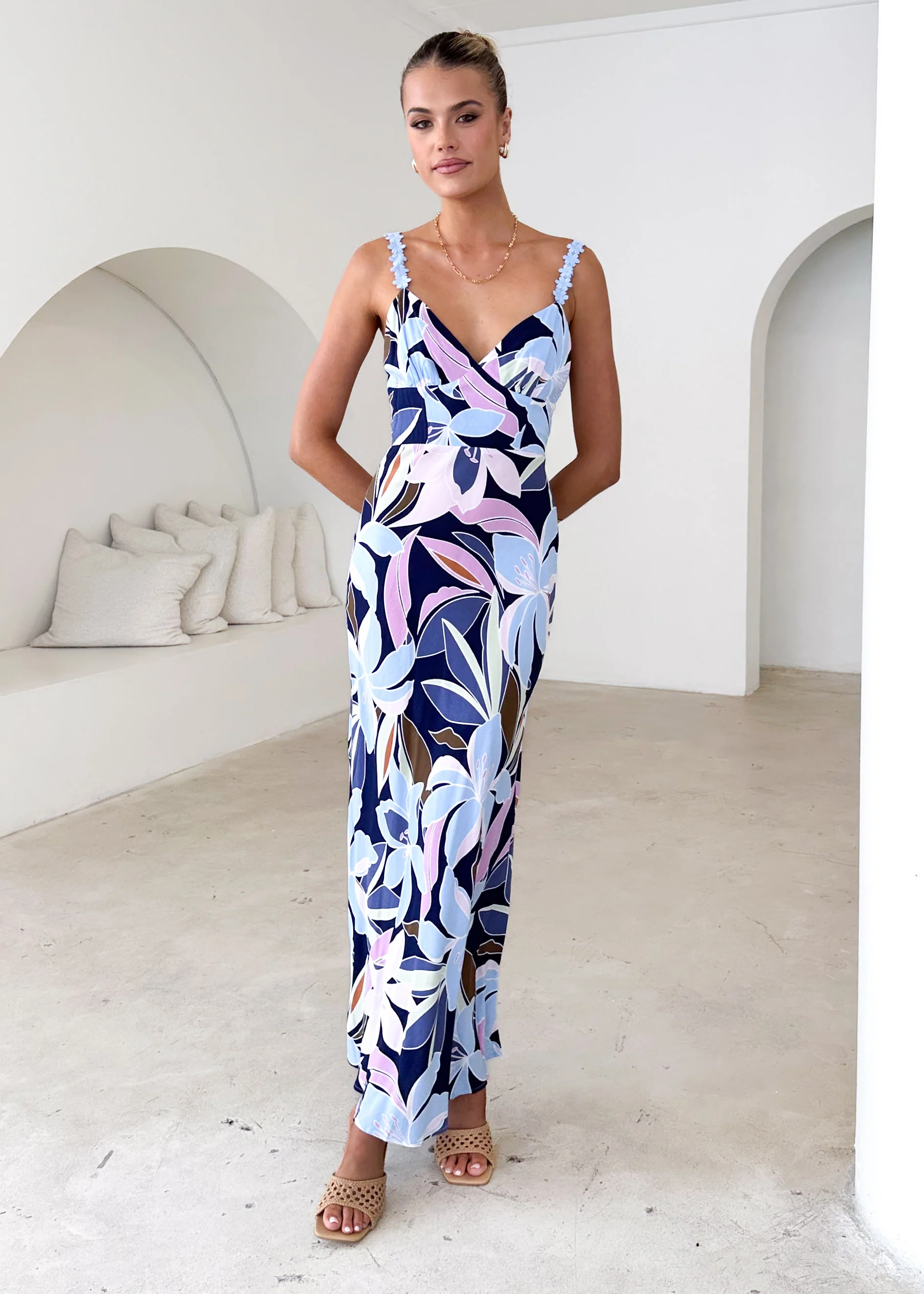 Halo Maxi Dress - Blue Flowers - Honorern