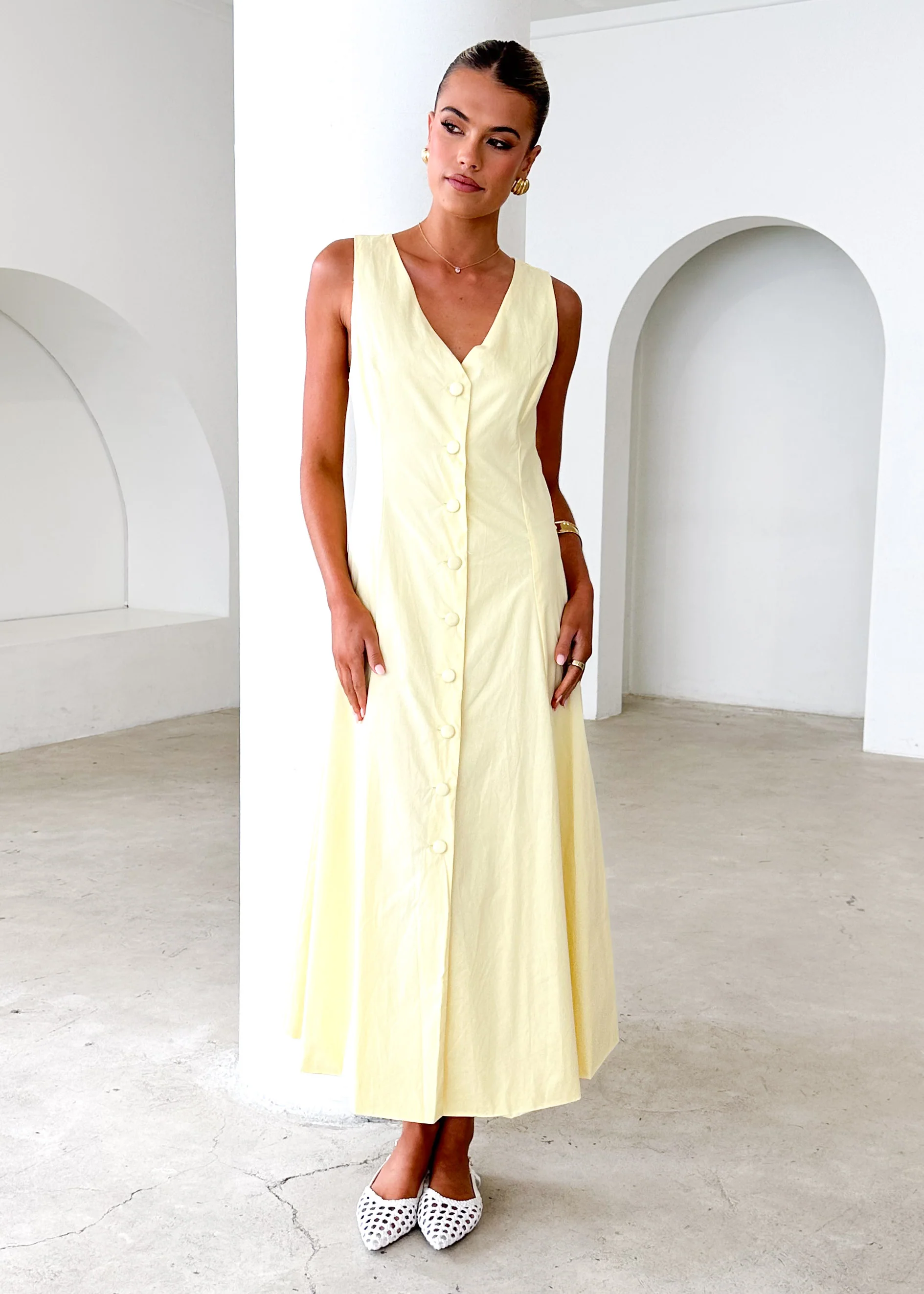 Gio Midi Dress - Lemon - Honorern