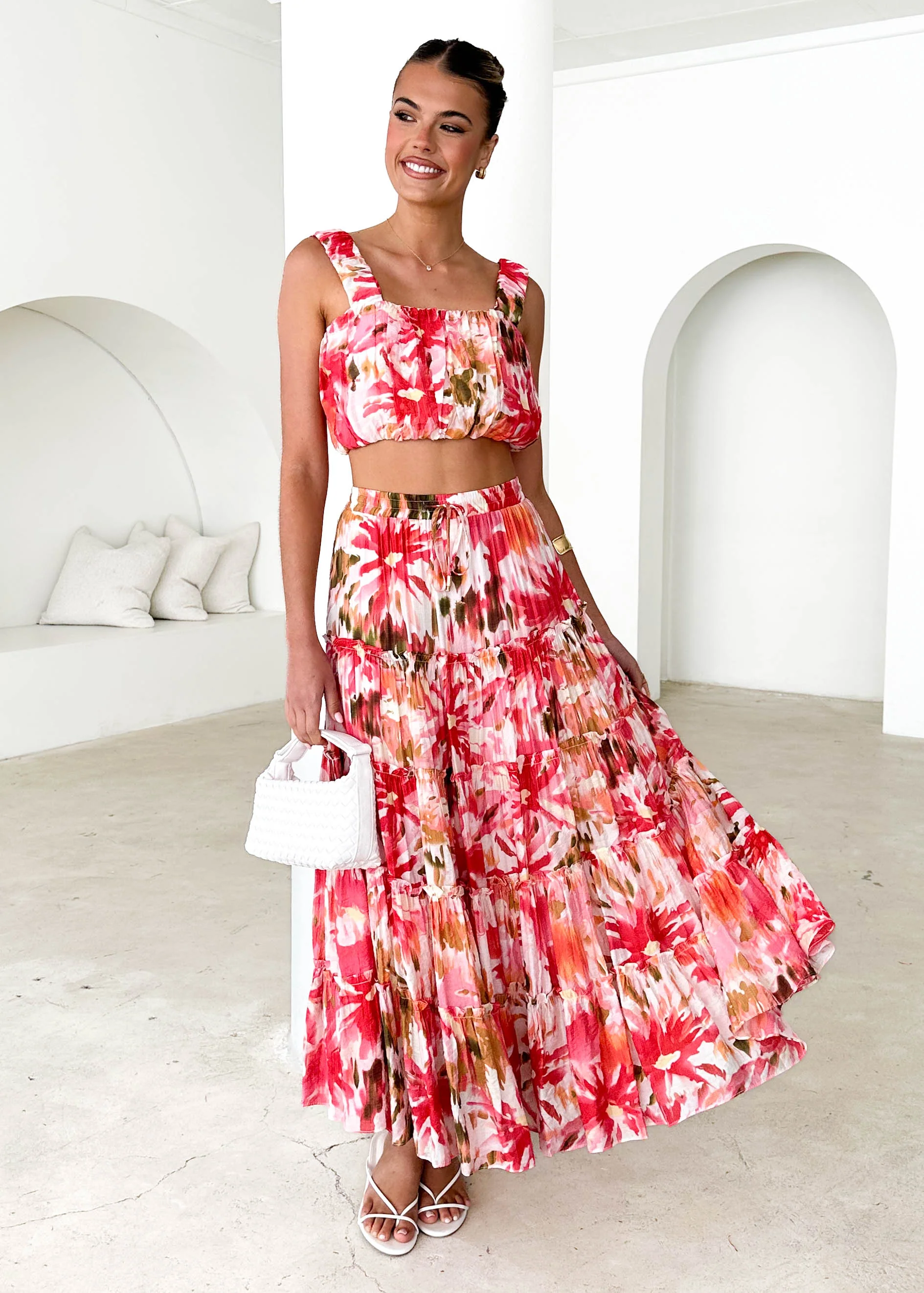 Zephyr Maxi Skirt - Magenta Abstract - Honorern