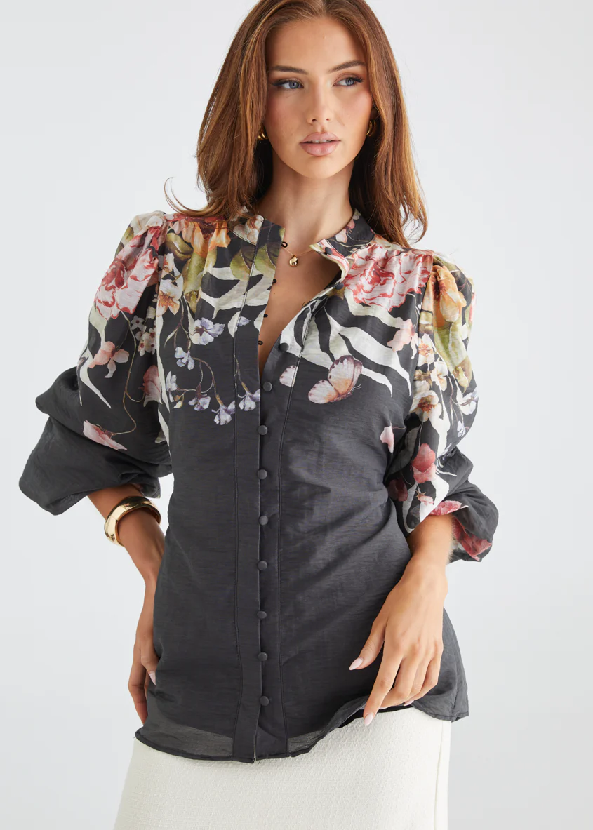Zarline Blouse - Black Garden - Honorern