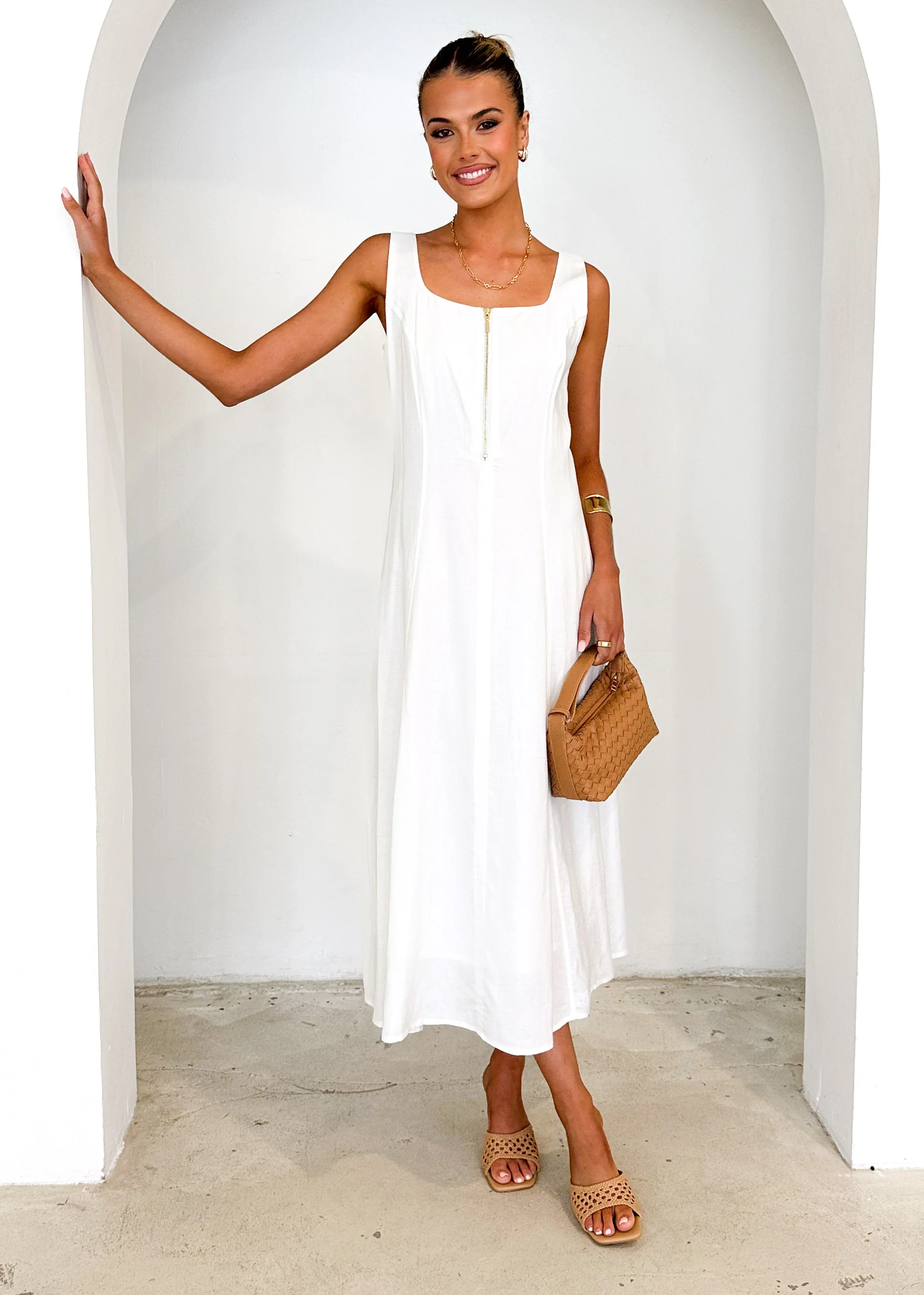 Ventura Midi Dress - Off White - Honorern