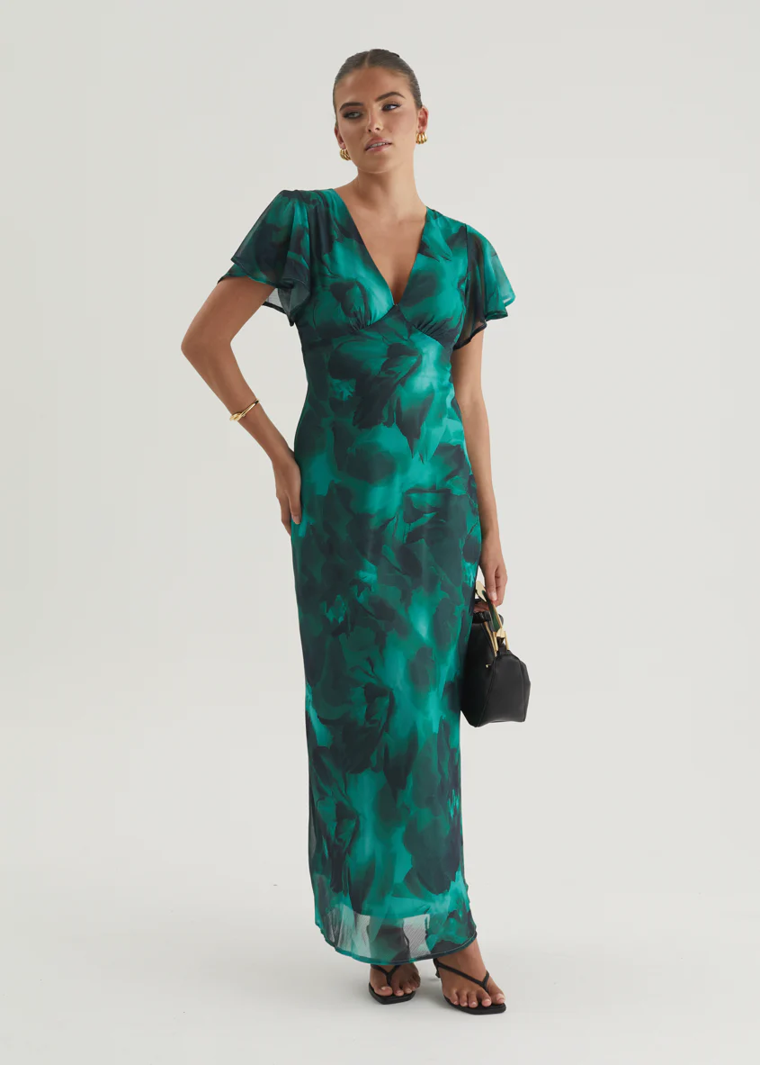 Cabana Maxi Dress - Emerald Watercolour - Honorern