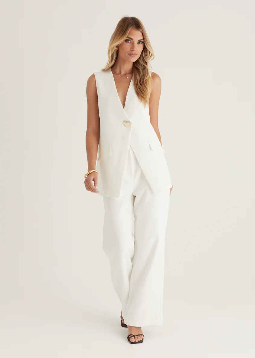 Chanelle Vest Top - Off White - Honorern