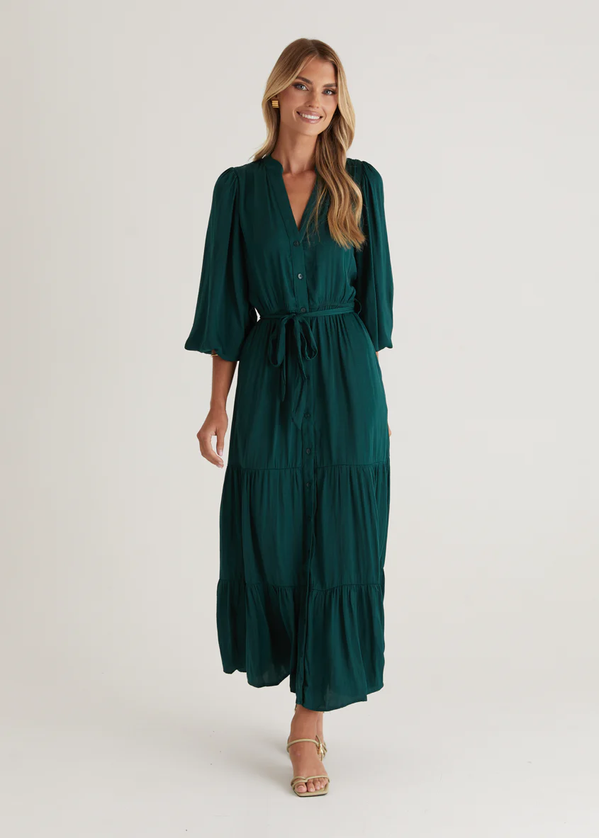 Maya Midi Dress - Emerald - Honorern