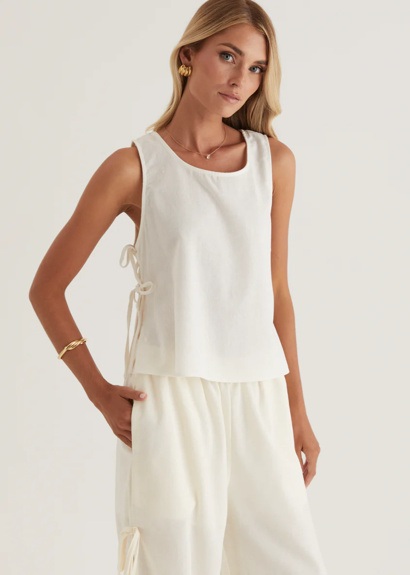 Whinley Tie Top - Cream - Honorern