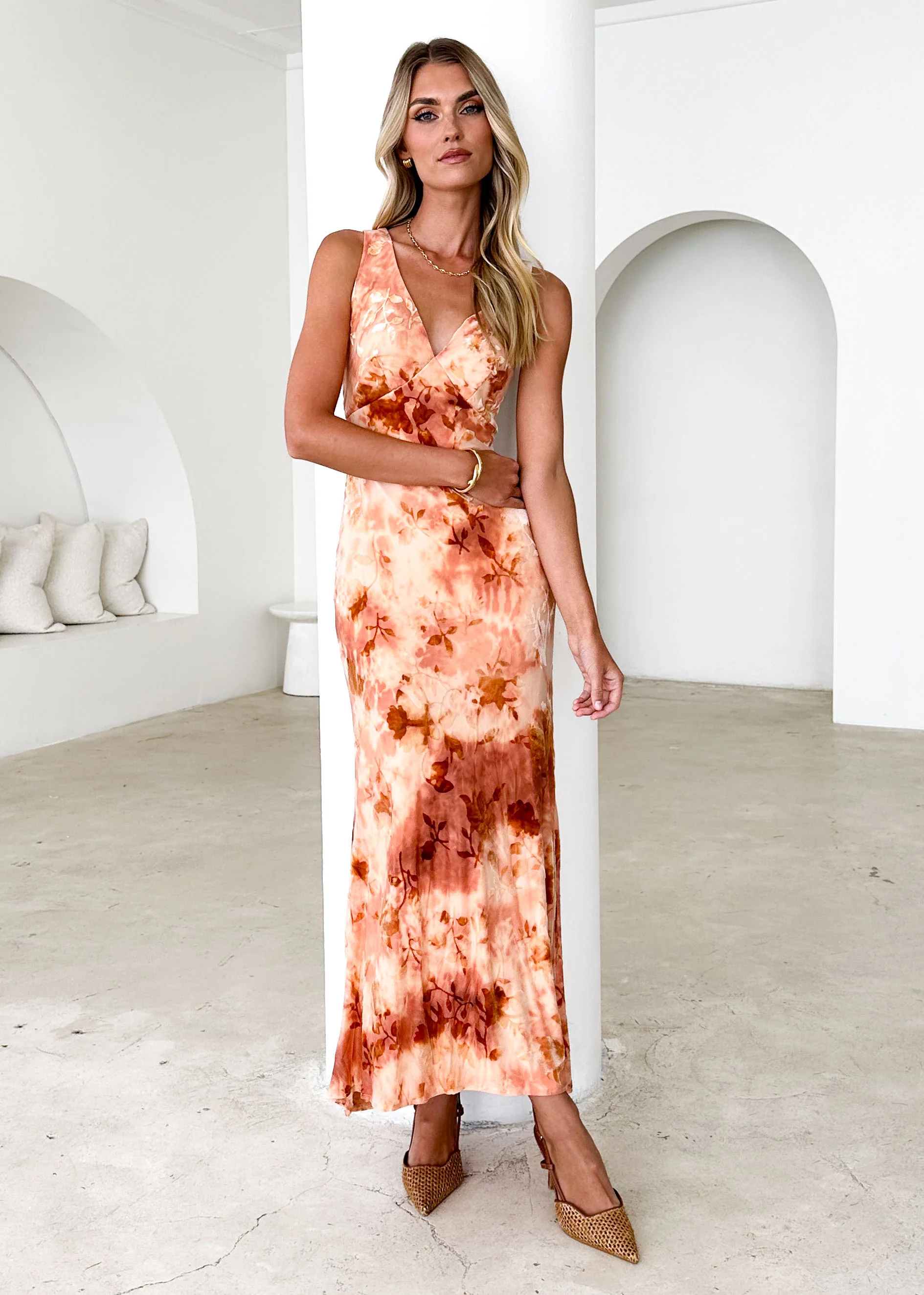 Esplanade Maxi Dress - Rust Tie Dye - Honorern
