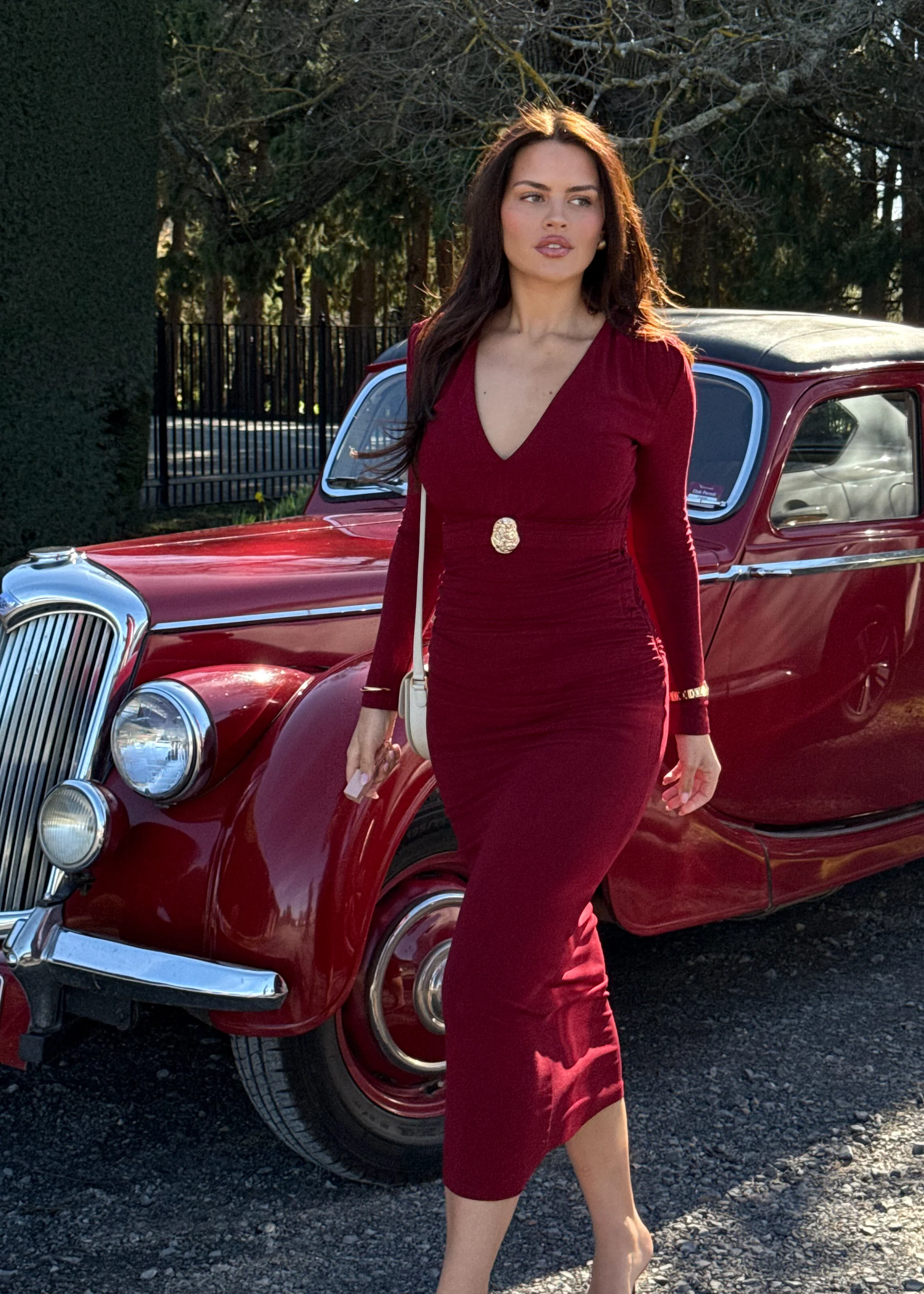 Alysse Midi Dress - Wine - Honorern