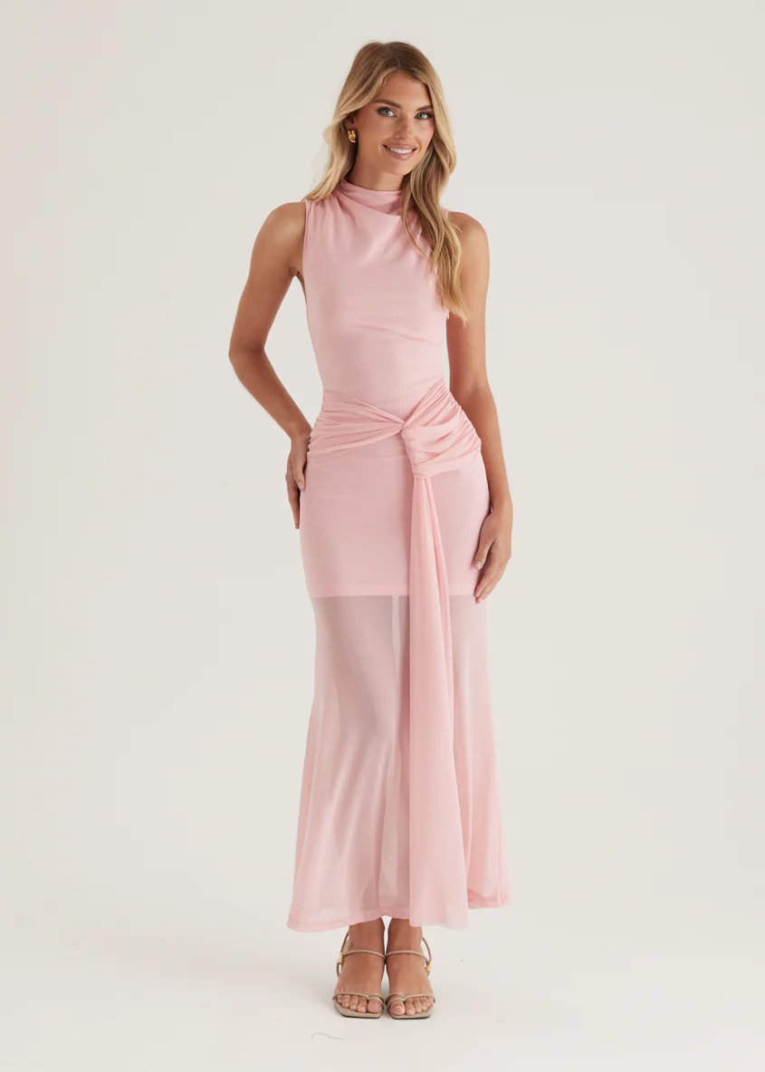 Senorita Mesh Maxi Dress - Pink - Honorern