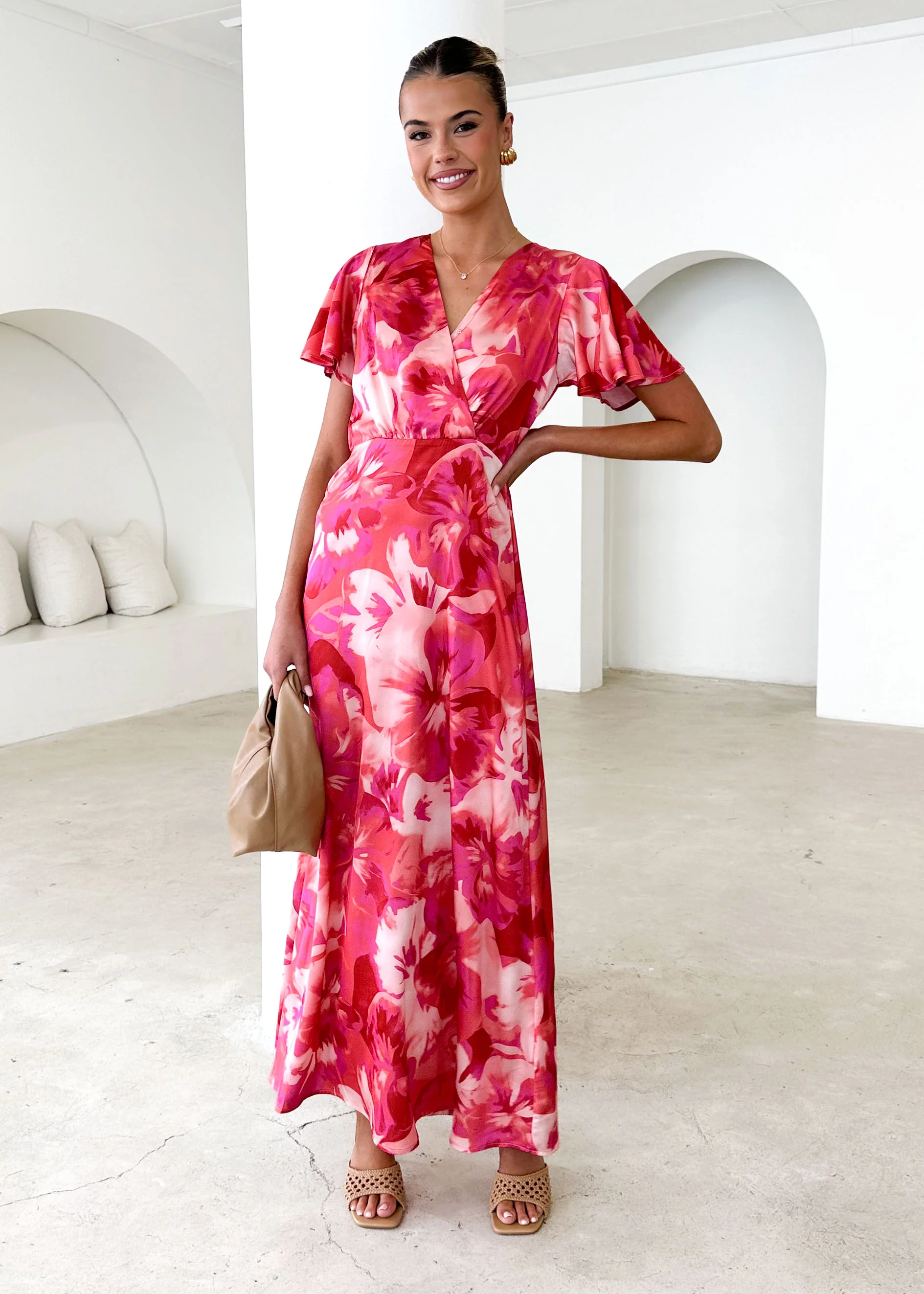 Delphine Maxi Dress - Berry Flowers - Honorern