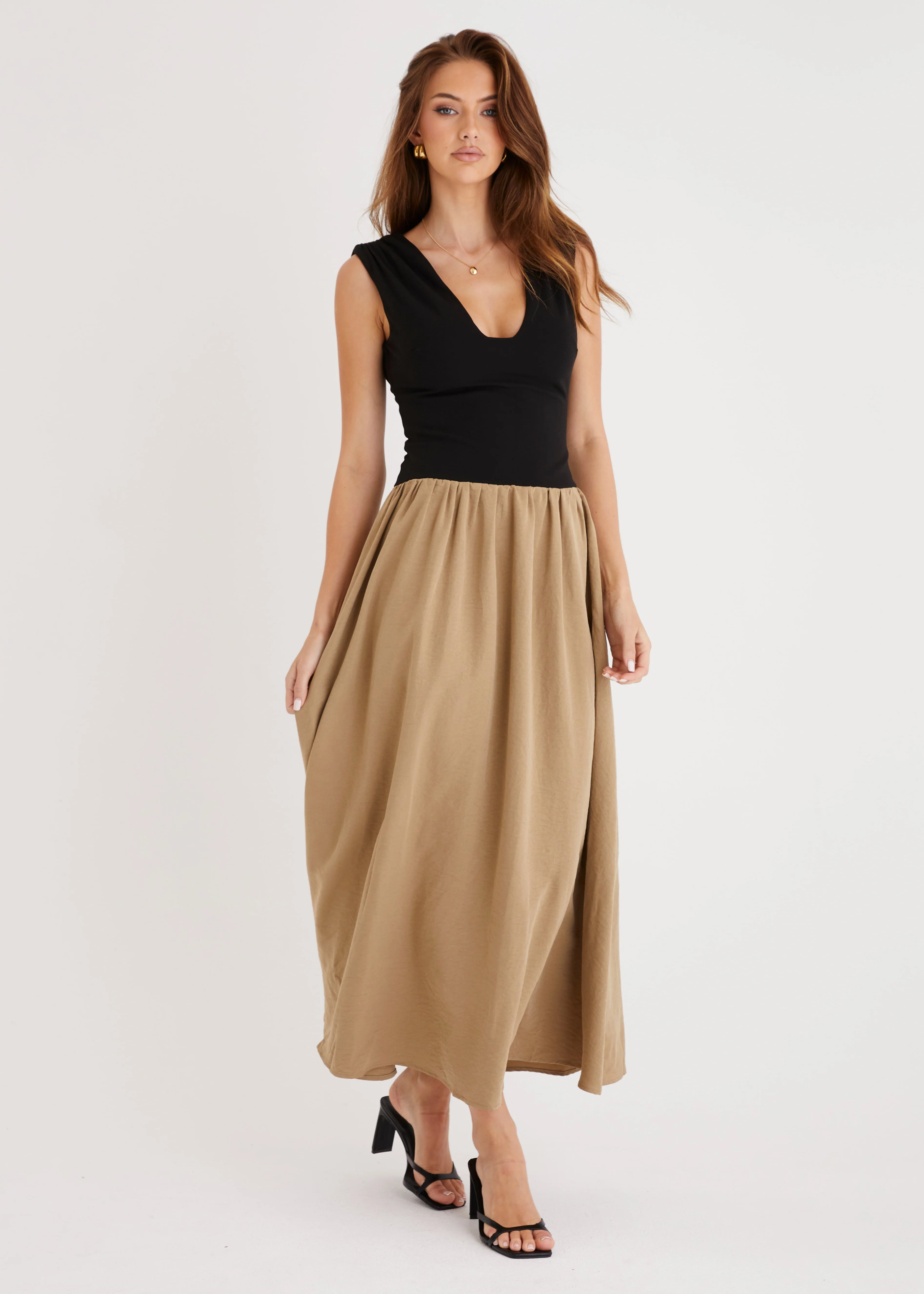 Bungalow Maxi Dress - Khaki Splice - Honorern