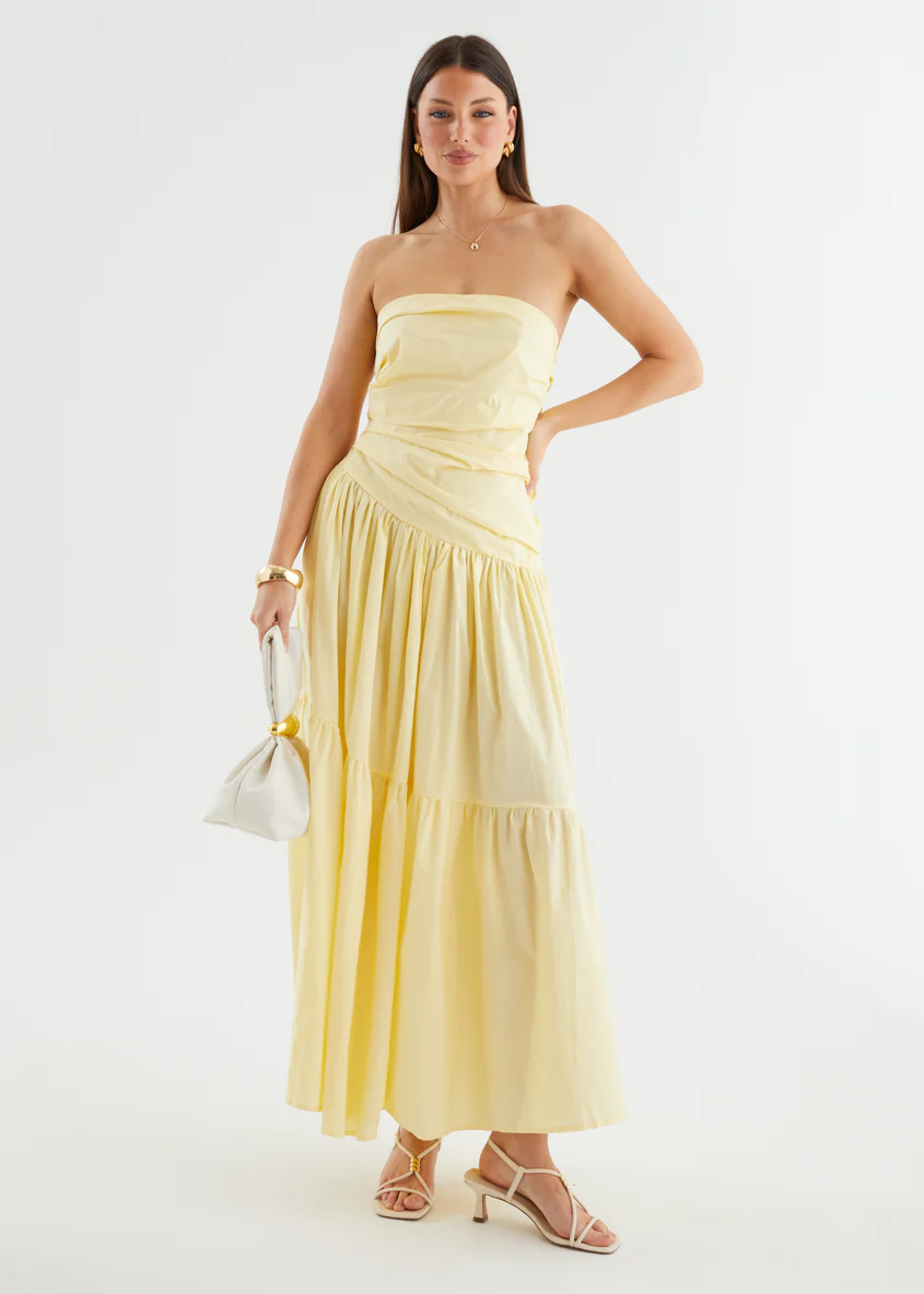 Abie Strapless Maxi Dress - Banana - Honorern