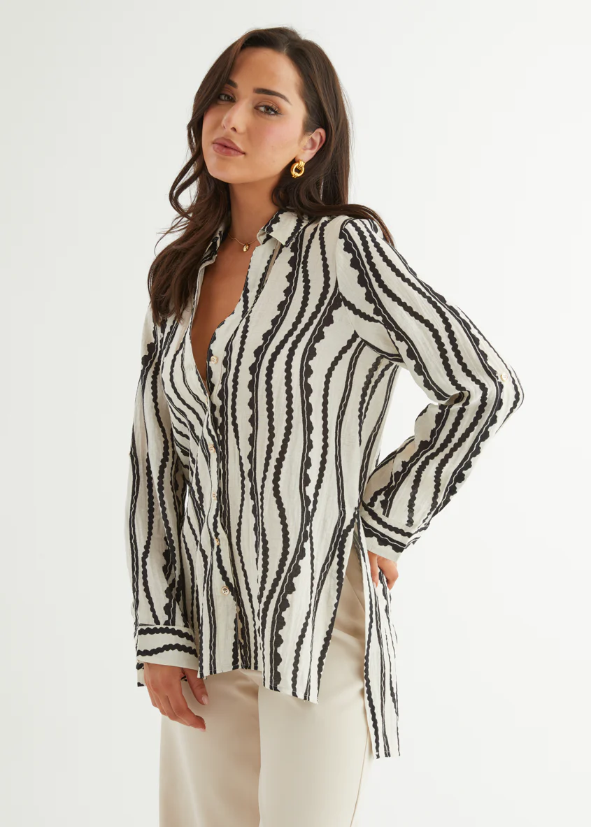 Lyrra Shirt - Monochrome Stripe - Honorern