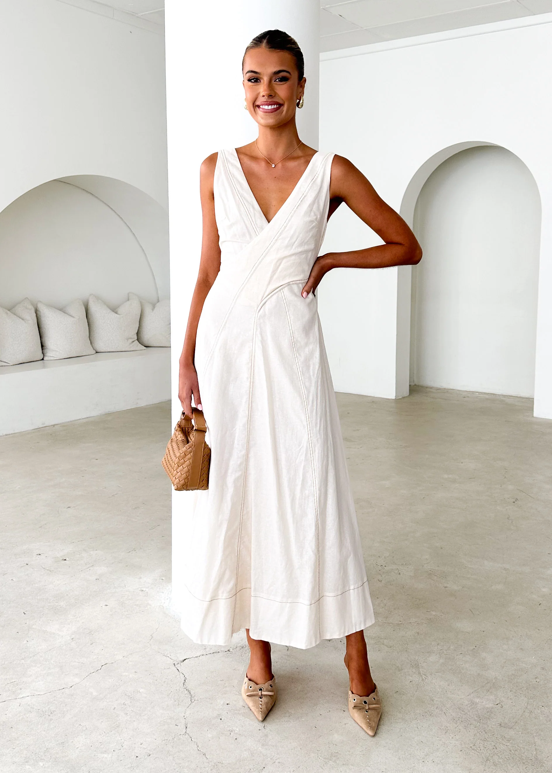 Nayan Maxi Dress - Cream - Honorern
