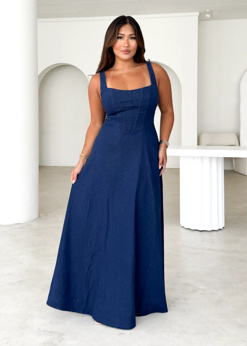 Toscana Maxi Dress - Indigo - Honorern
