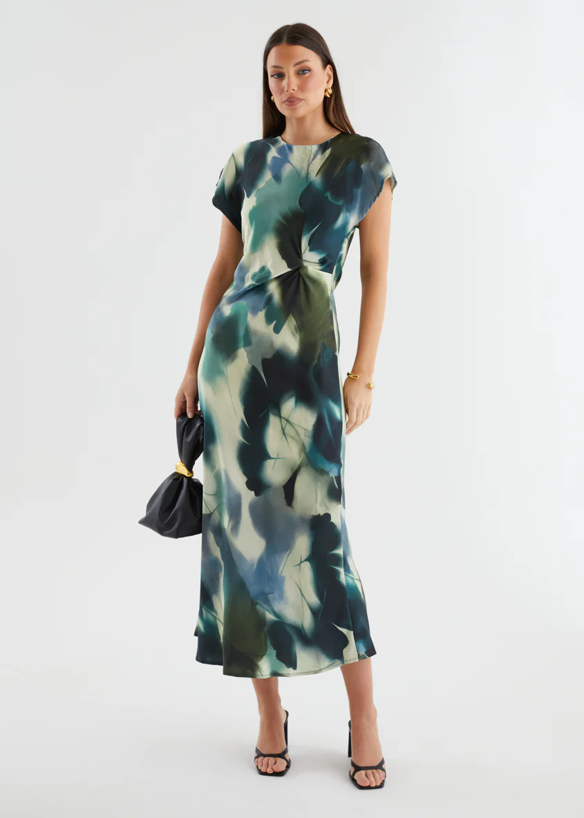 Odesza Maxi Dress - Olive Abstract - Honorern