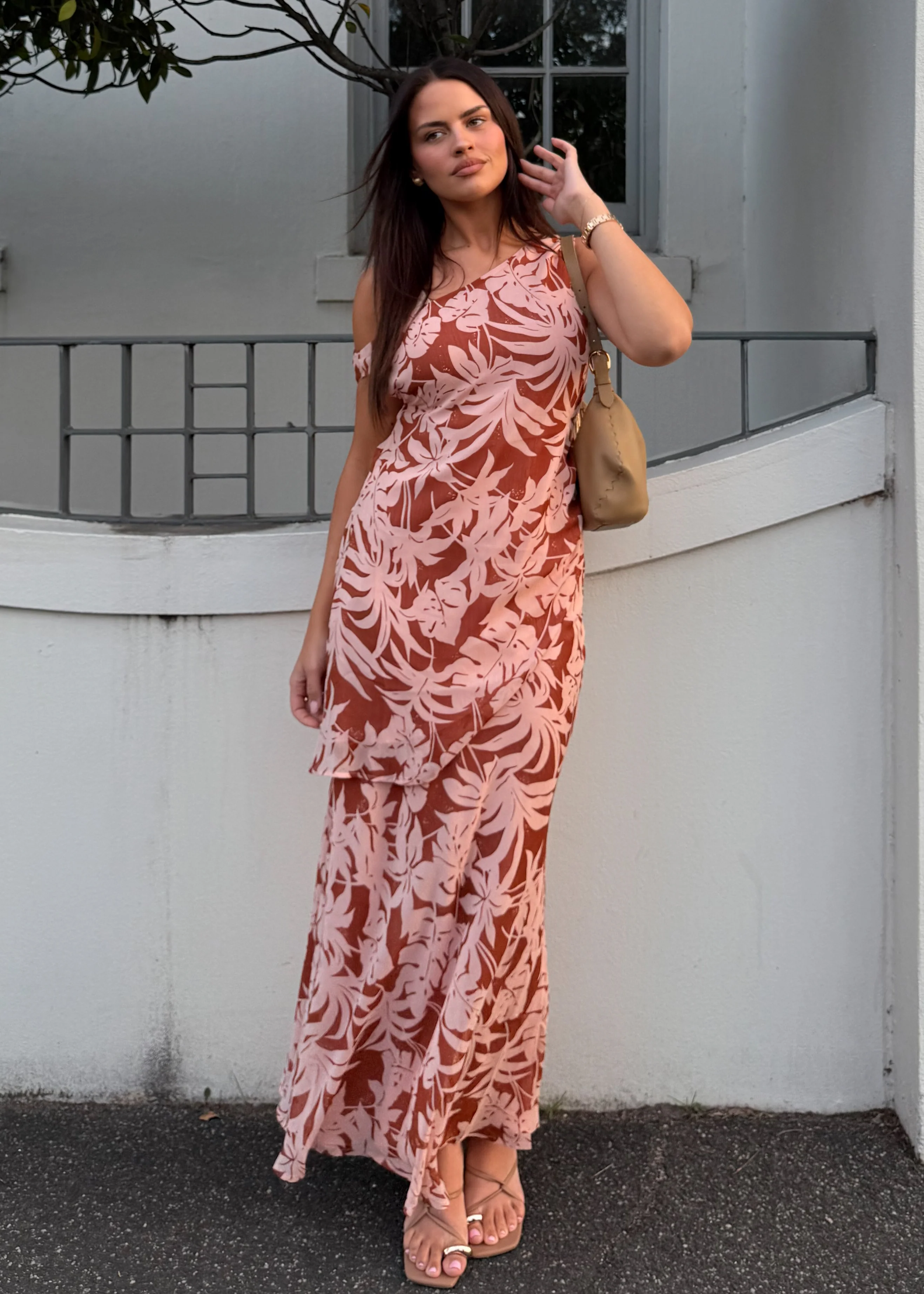 Cartez Off Shoulder Top - Bronze Palm - Honorern