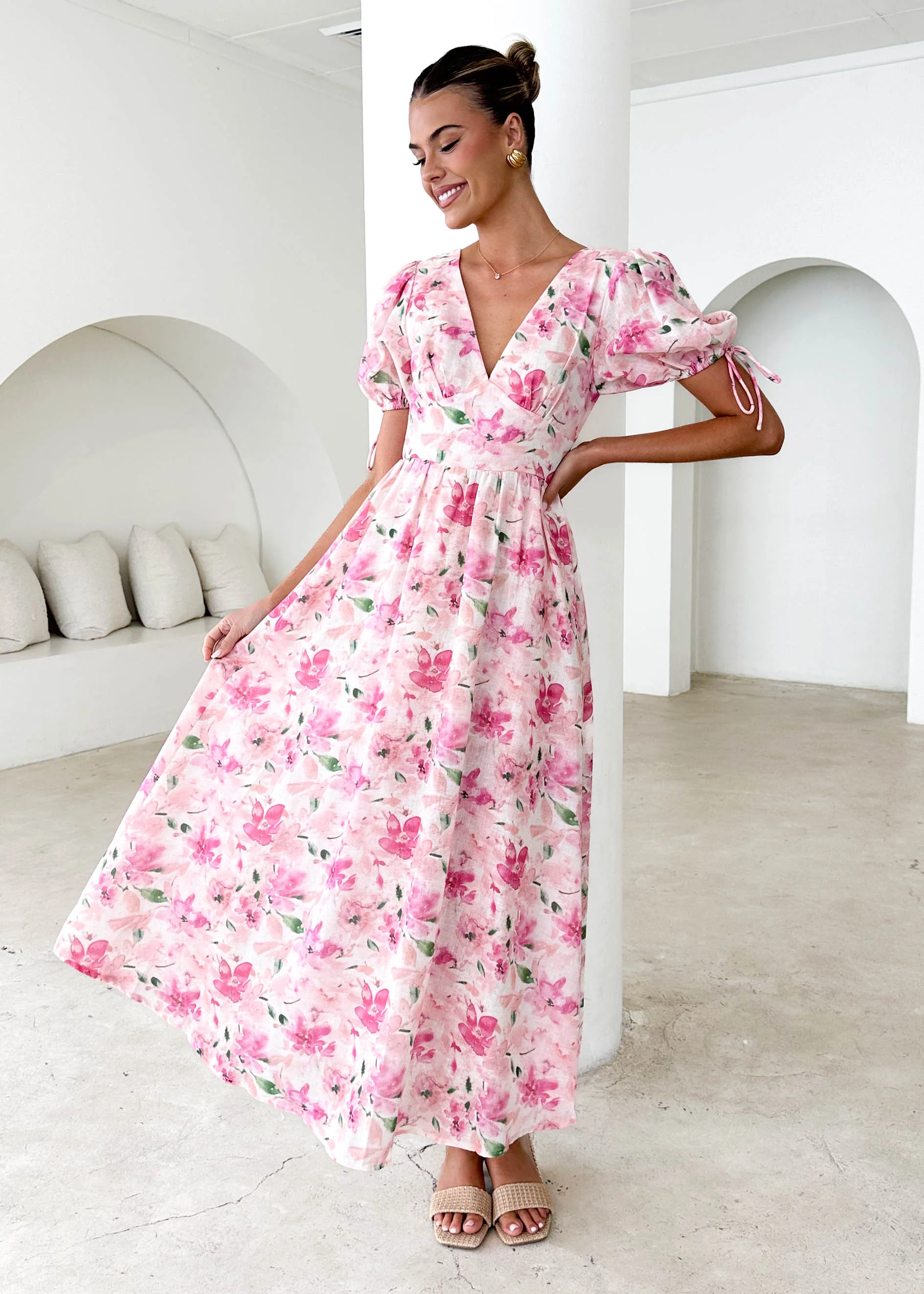 Malu Maxi Dress - Pink Floral - Honorern