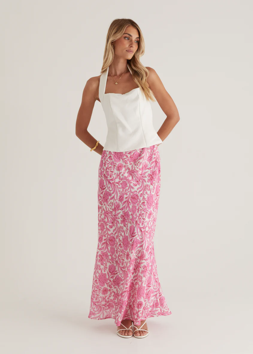 Tammy Maxi Skirt - Pink Floral - Honorern