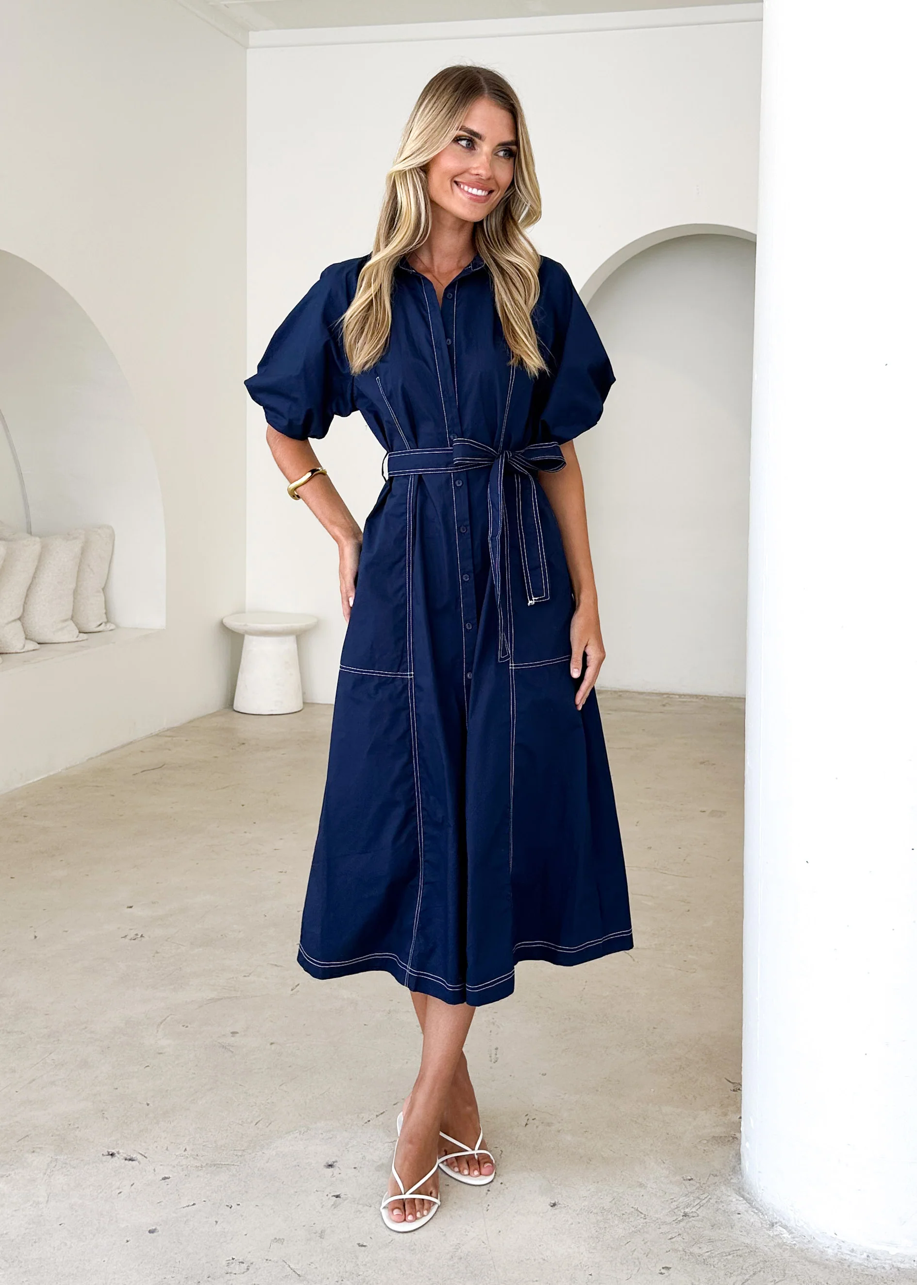 Pintura Midi Dress - Navy - Honorern
