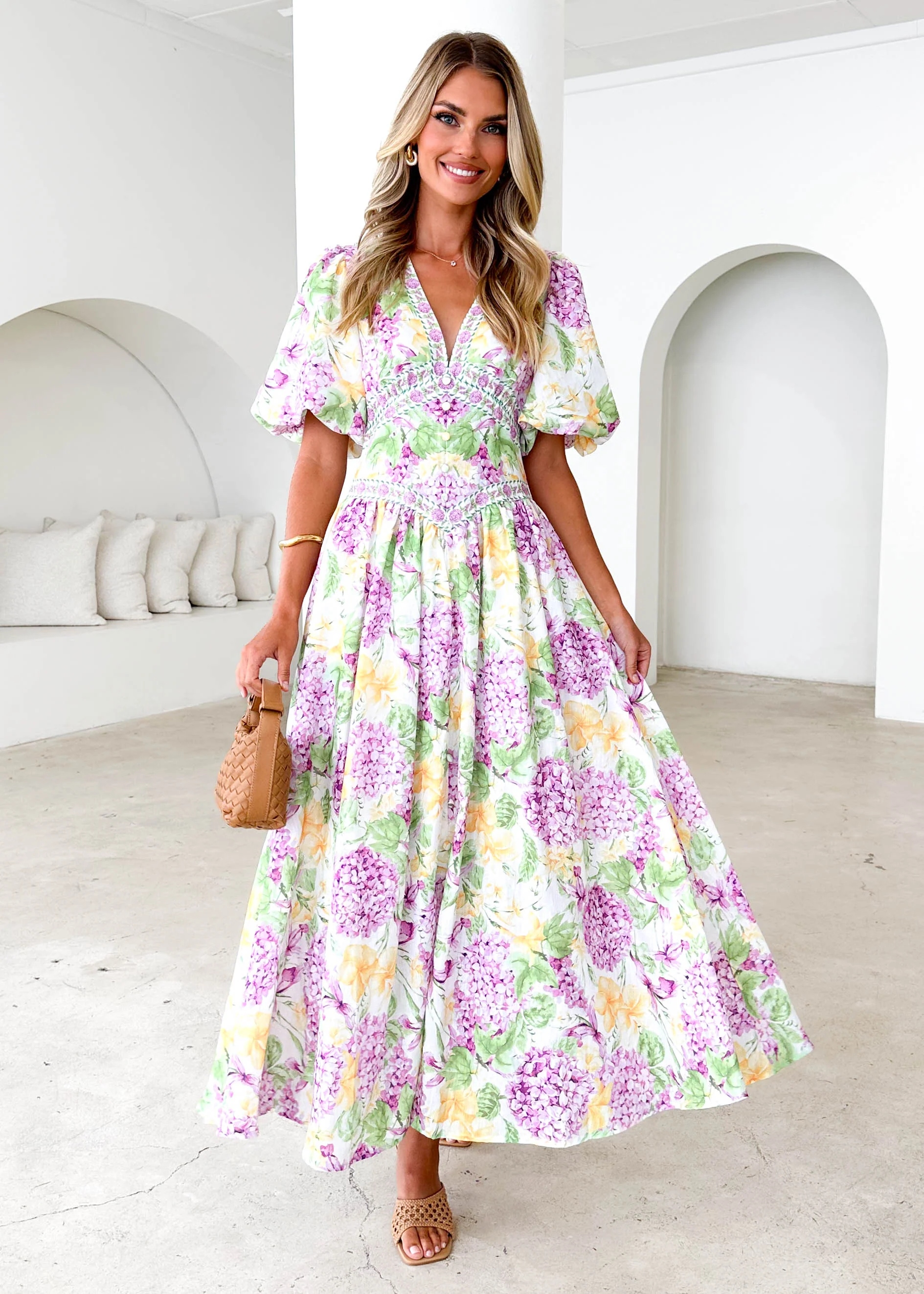 Marcelle Maxi Dress - Purple Hydrangea - Honorern