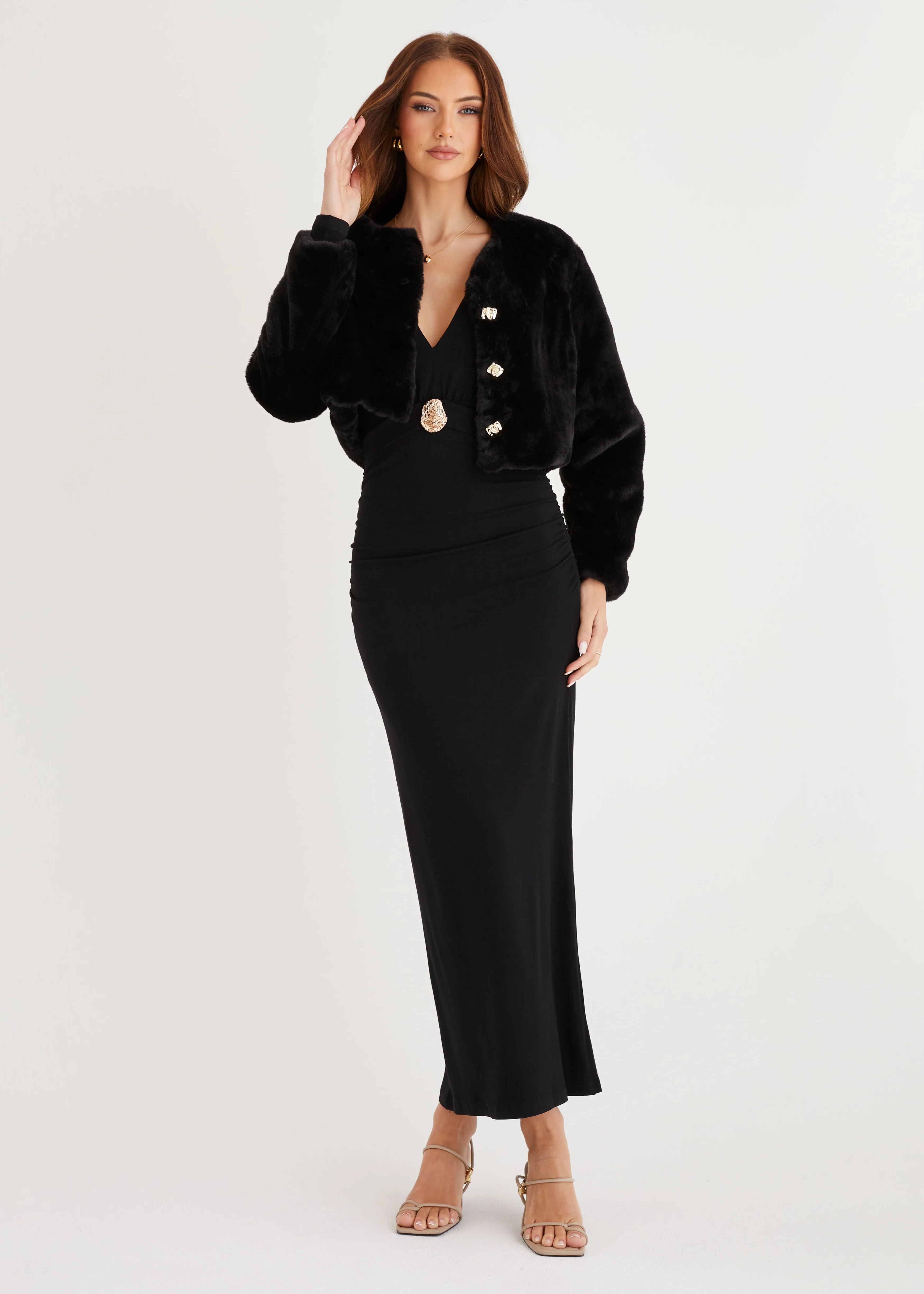 Amelita Cropped Jacket - Black - Honorern