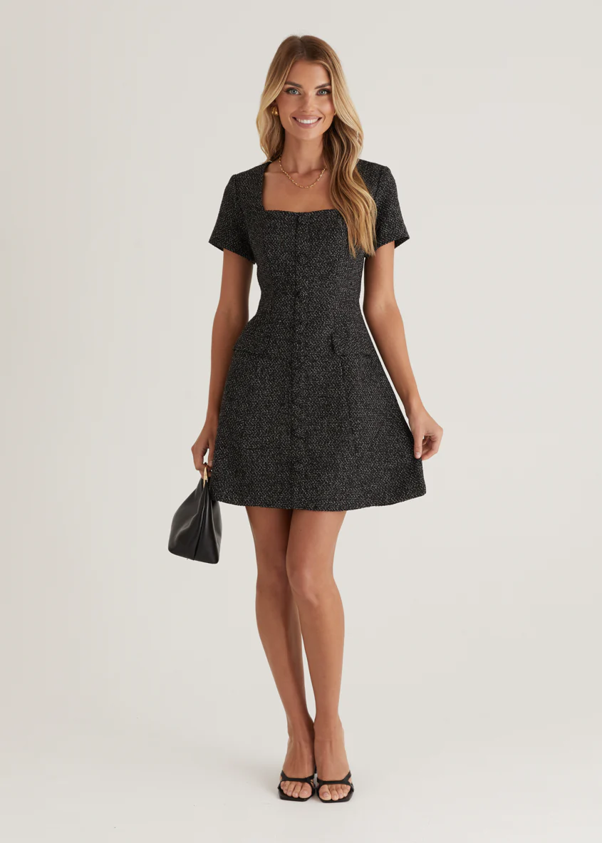 Silvia Dress - Black Marl - Honorern