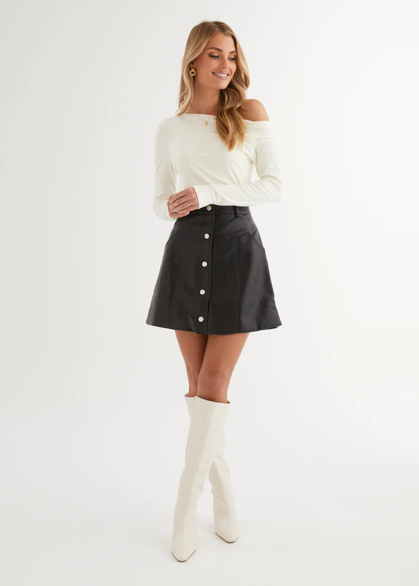 Bittersweet PU Skirt - Black - Honorern
