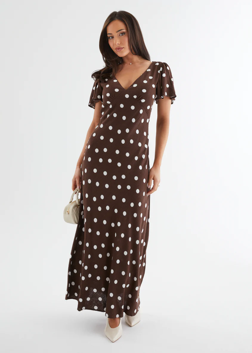Nadia Maxi Dress - Choc Polka - Honorern