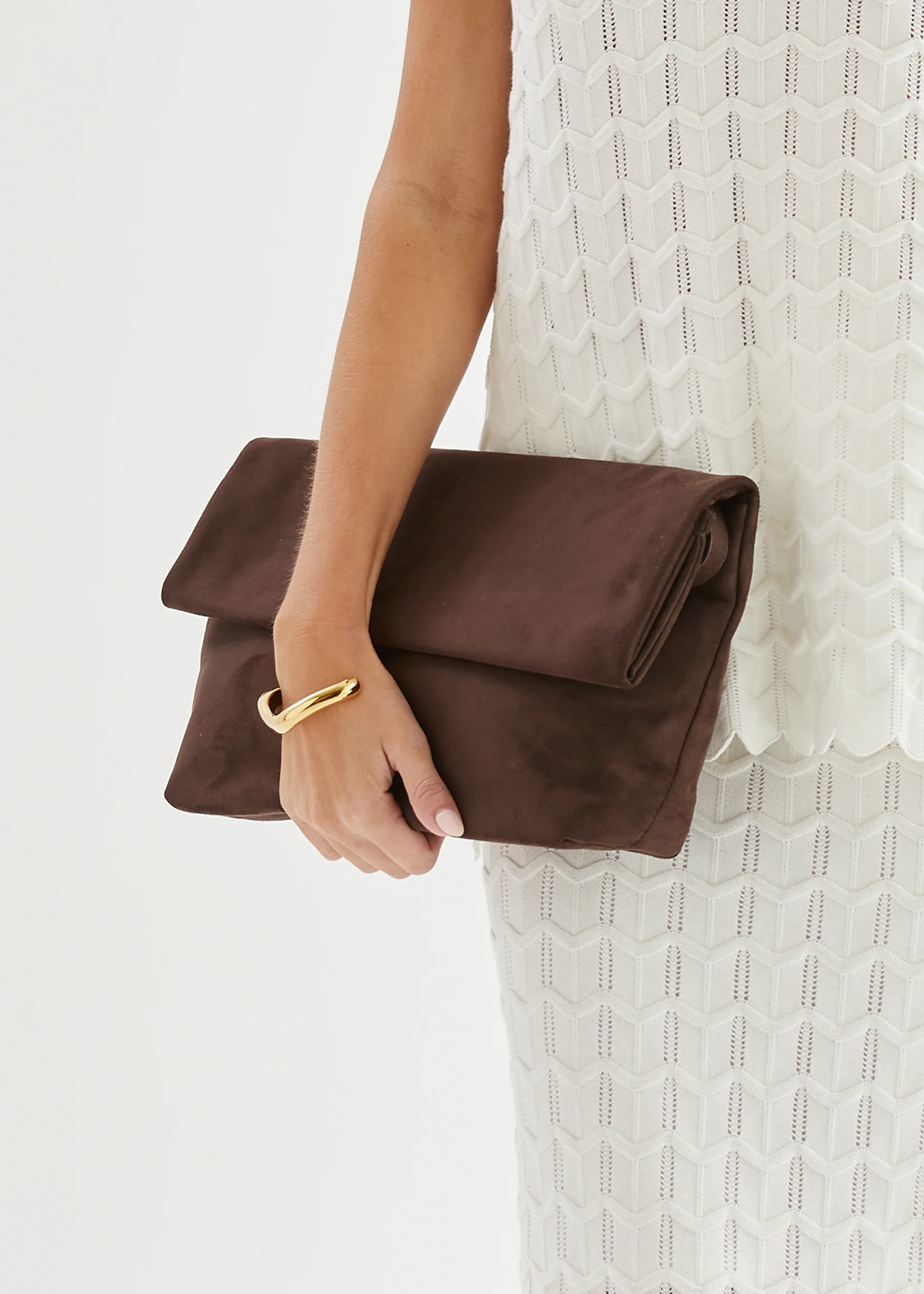 Rylee Clutch Bag - Dark Cacao Suede - Honorern