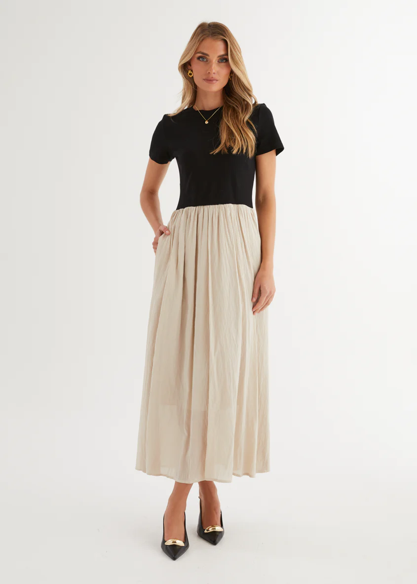 Riptide Maxi Dress - Beige Splice - Honorern
