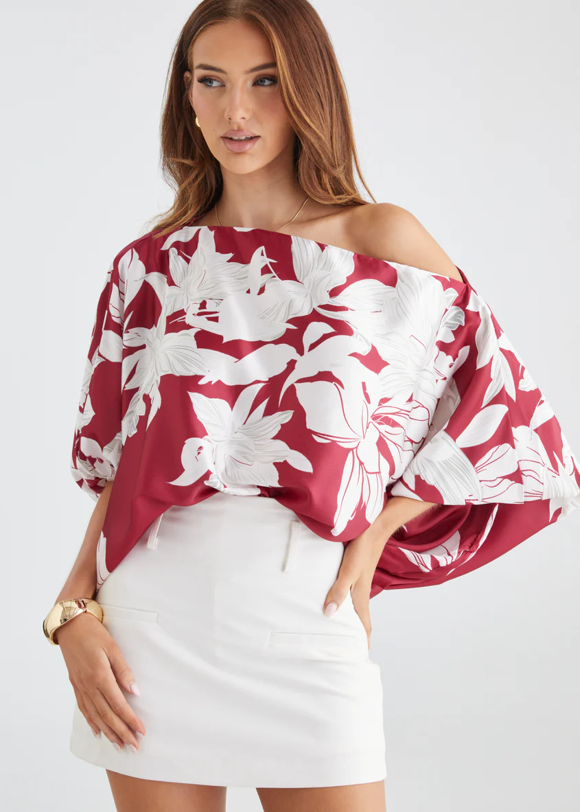 Maui Off Shoulder Top - Ruby Floral - Honorern