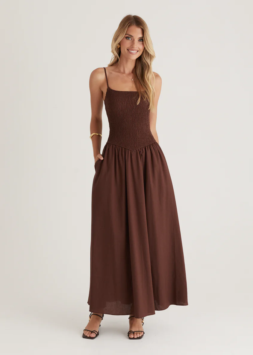 Skye Maxi Dress - Chocolate - Honorern
